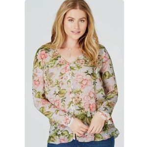 J.JILL Floral Button Up Blouse
